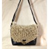 Sac bandoulière LOUISE simili cuir et fausse fourrure Teddy Bear Création artisanale