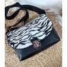Sac bandoulière LOUISE simili cuir et fausse fourrure zèbre Création artisanale