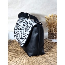 Sac bandoulière LOUISE simili cuir et fausse fourrure zèbre Création artisanale