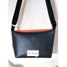 Sac bandoulière LOUISE simili cuir et toile tissée orange Création artisanale