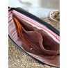 Sac bandoulière LOUISE simili cuir et toile tissée orange Création artisanale