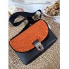 Sac bandoulière LOUISE simili cuir et toile tissée orange Création artisanale