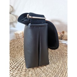 Sac bandoulière LOUISE simili cuir et toile tissée orange Création artisanale