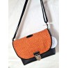 Sac bandoulière LOUISE simili cuir et toile tissée orange Création artisanale