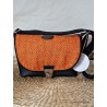 Sac bandoulière LOUISE simili cuir et toile tissée orange Création artisanale