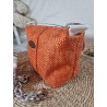 Sac bandoulière EMMA toile tissée orange sisal Création artisanale fantaisie