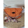 Sac bandoulière EMMA toile tissée orange sisal Création artisanale fantaisie