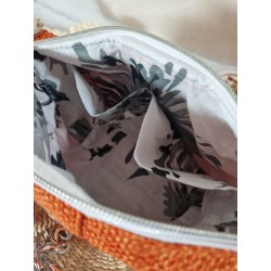 Sac bandoulière EMMA toile tissée orange sisal Création artisanale fantaisie