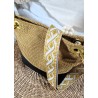 Sac bandoulière PAULINE zippé simili cuir et toile jaune paille Création artisanale