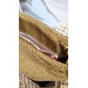 Sac bandoulière PAULINE zippé simili cuir et toile jaune paille Création artisanale