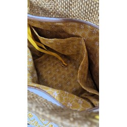 Sac bandoulière PAULINE zippé simili cuir et toile jaune paille Création artisanale