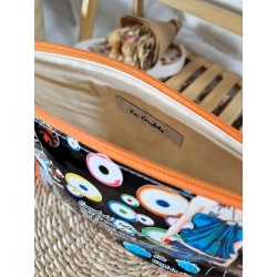 Trousse de toilette fashion noir orange Création artisanale