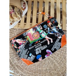 Trousse de toilette fashion noir orange Création artisanale