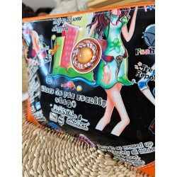 Trousse de toilette fashion noir orange Création artisanale