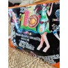 Trousse de toilette fashion noir orange Création artisanale