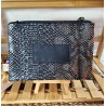 Trousse Pochette S simili cuir noir argenté Création artisanale