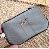 Trousse Pochette S simili cuir gris argenté Création artisanale