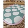 Trousse Pochette S simili cuir vert blanc Création artisanale