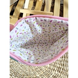 Trousse Pochette S simili cuir vert blanc Création artisanale