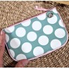 Trousse Pochette S simili cuir vert blanc Création artisanale