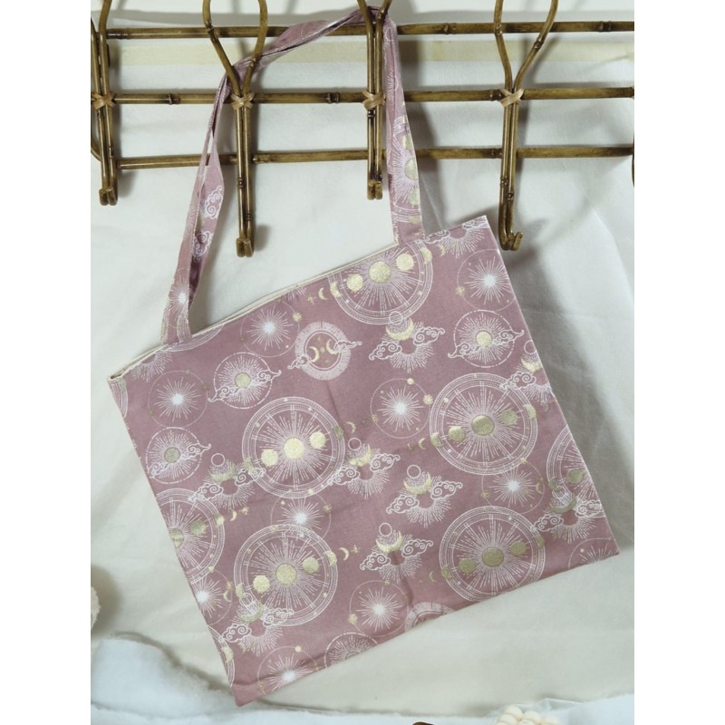 Tote-bag Sac fourre-tout rose doré Création artisanale