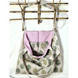 Tote-bag Sac fourre-tout naturel vert feuille Création artisanale