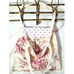 Tote-bag Sac fourre-tout écru rose Jouy Création artisanale