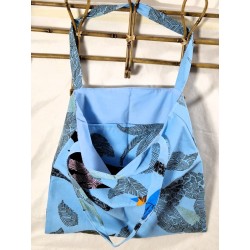 Tote-bag Sac fourre-tout bleu oiseau Création artisanale