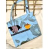Tote-bag Sac fourre-tout bleu oiseau Création artisanale