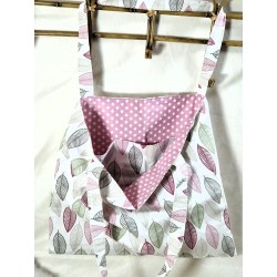 Tote-bag Sac fourre-tout feuille rose kaki Création artisanale