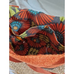 Sac BOISSY similicuir noir toile orange Création artisanale