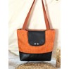 Sac BOISSY similicuir noir toile orange Création artisanale