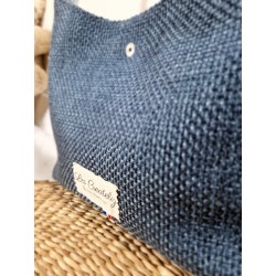 Sac bandoulière DAISY toile tissée bleu jean Création artisanale