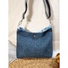 Sac bandoulière DAISY toile tissée bleu jean Création artisanale