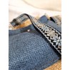 Sac bandoulière DAISY toile tissée bleu jean Création artisanale