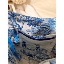 Sac bandoulière DAISY toile tissée bleu jean Création artisanale
