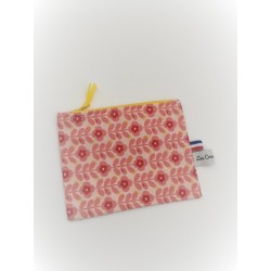 Pochette imperméable zippée rose fleurs