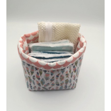 Lingettes Panier Filet plumes colorées