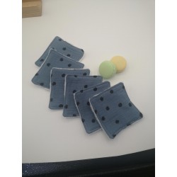 Lingettes démaquillantes lavables bleu jean